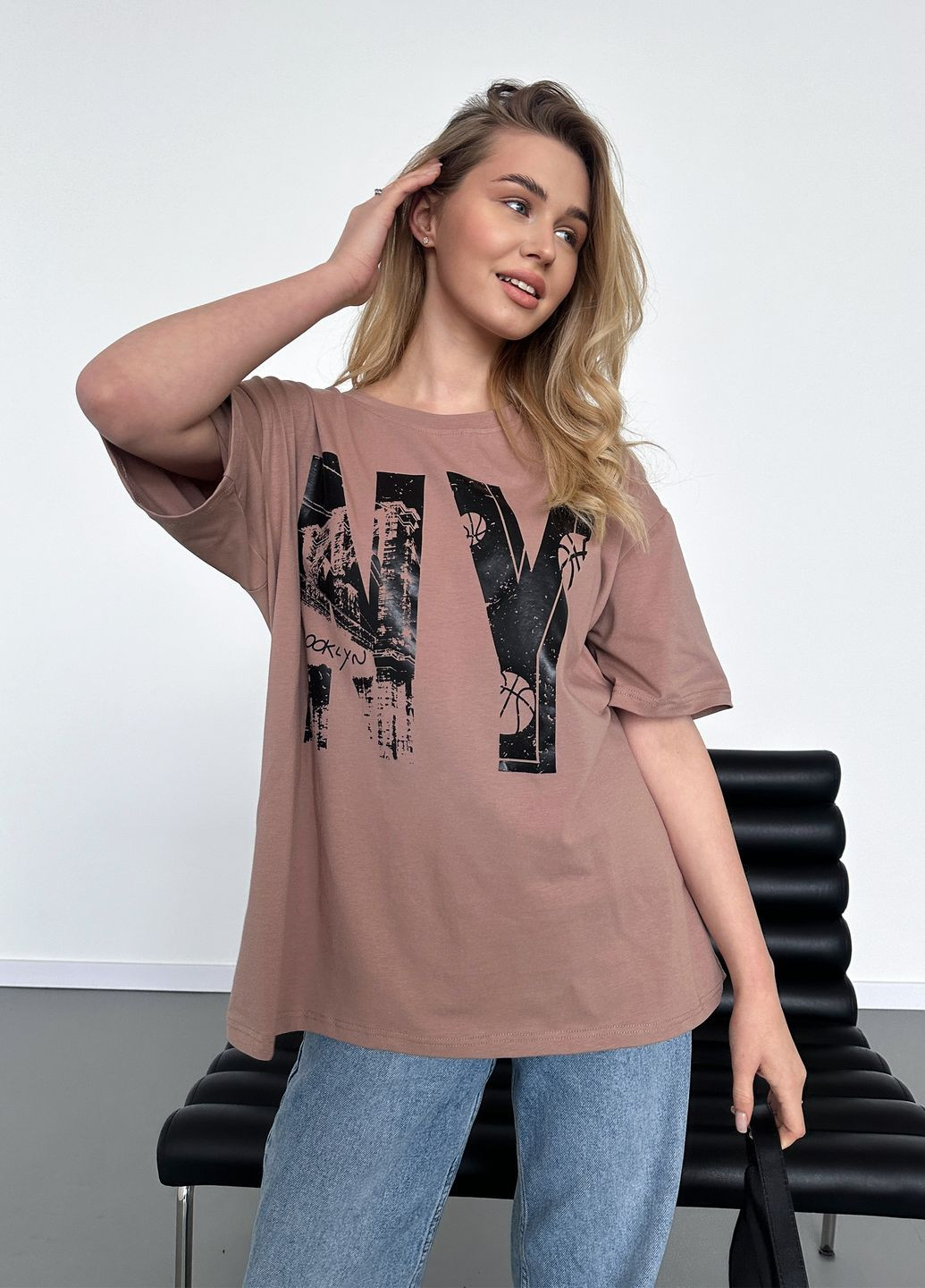 Оверсайз футболка женская NY No Brand - (322786634)