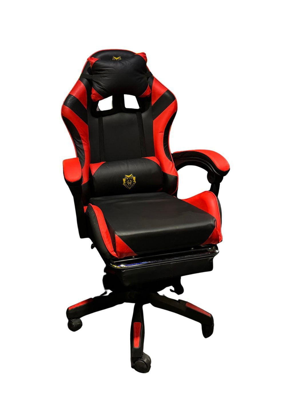 Геймерське крісло Primaveo з ергономічними подушками та висувною підставкою для ніг, Чорний/Червоний No Brand (368468396)