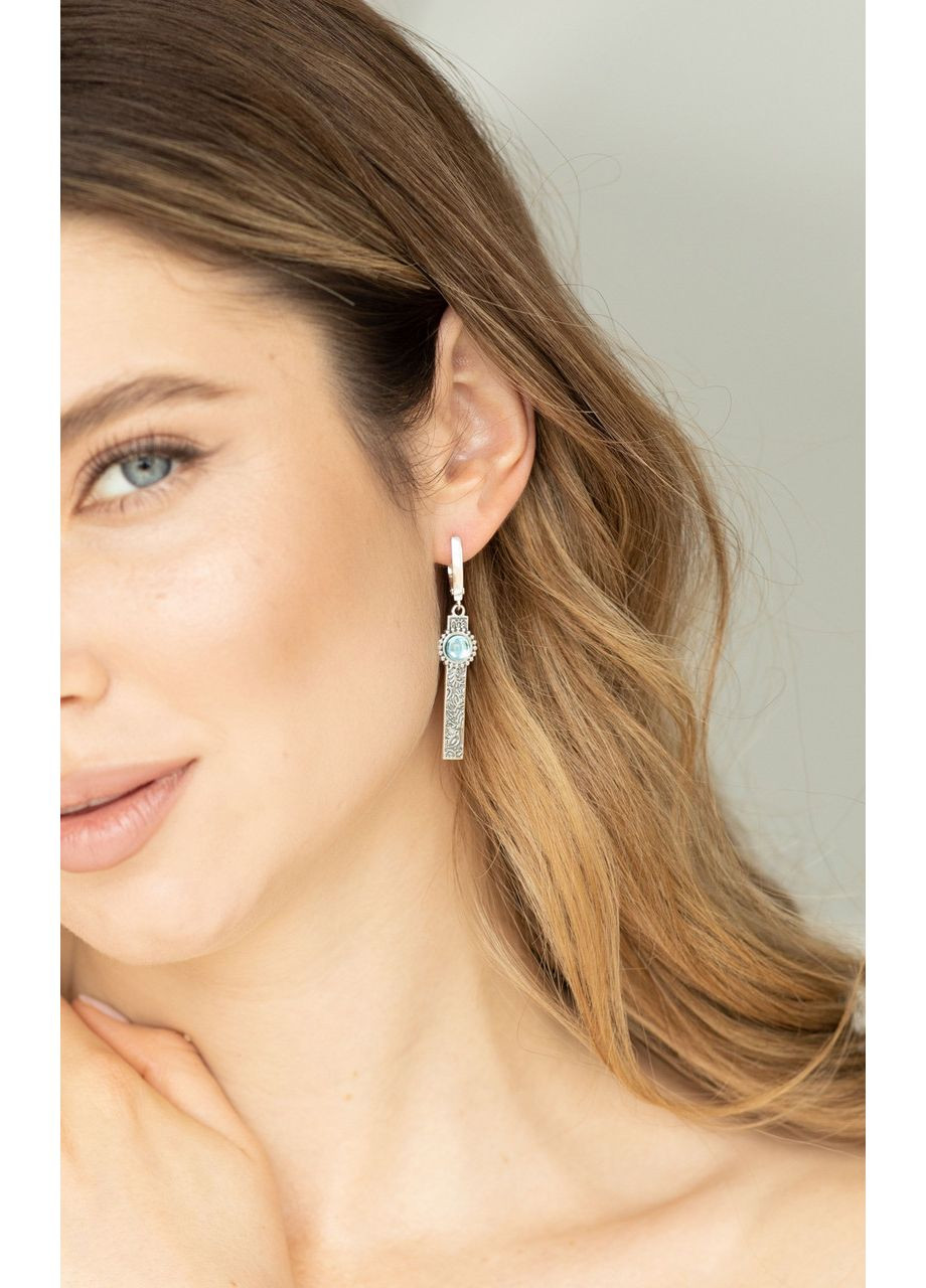 Сережки етнічні срібні з орнаментом Гайка Indicolite 925 Skifska Etnika (364202866)