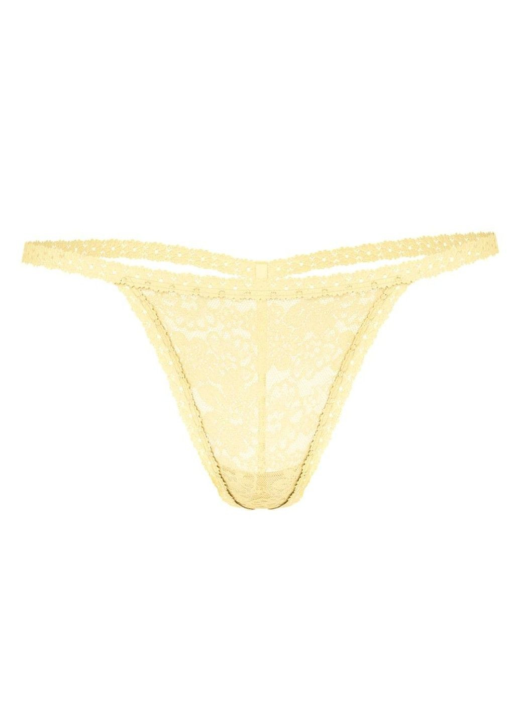 Трусики-стринги женские кружевные PINK Wink V-String Panty желтые Victoria's Secret (348779883)