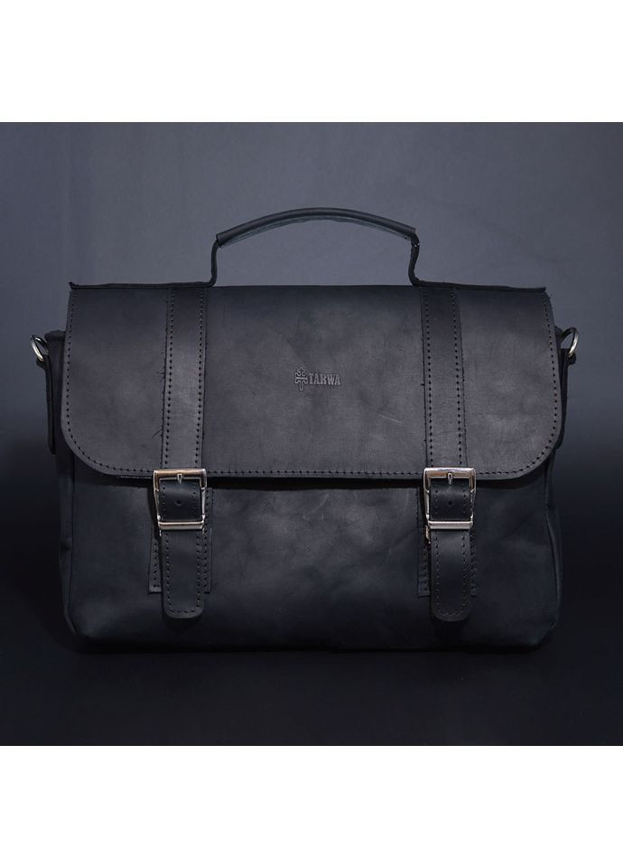 Сумка портфель через плече для чоловіків із натуральної шкіри для документів А4 з відділенням для ноутбука Чорний 40562 TARWA (361401009)