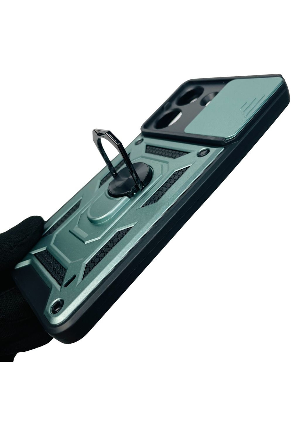 Чохол для Redmi 13C броньований з кільцем зі шторкою на камеру на сяомі редмі 13с зелений rg1 Xiaomi (366387865)