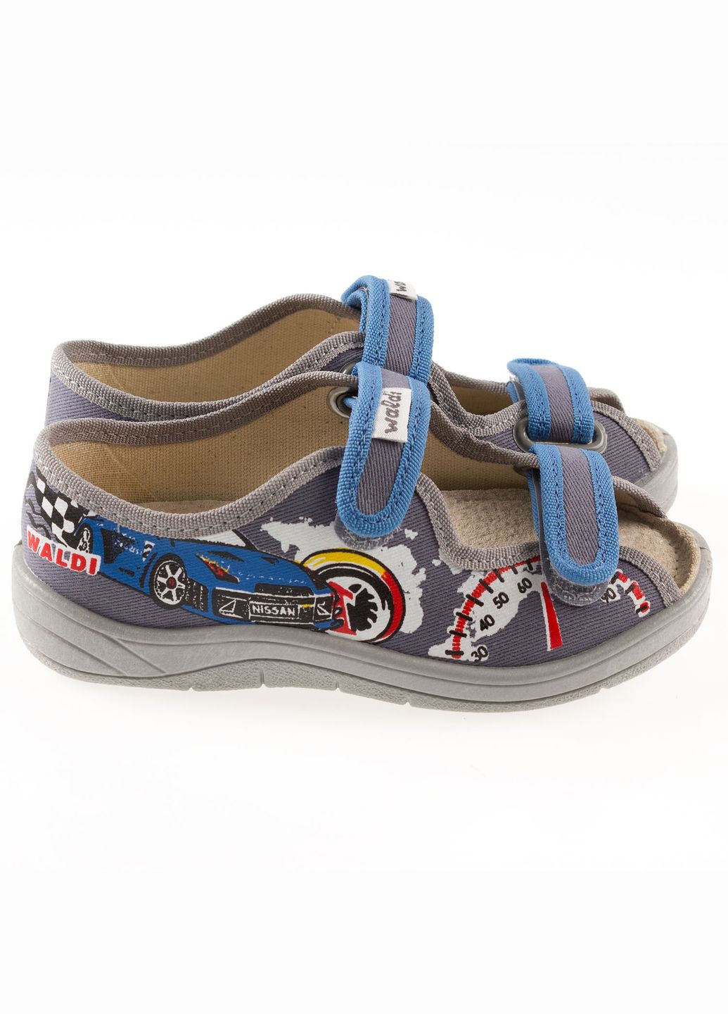 Серые сандалики текстильные для мальчика Waldi
