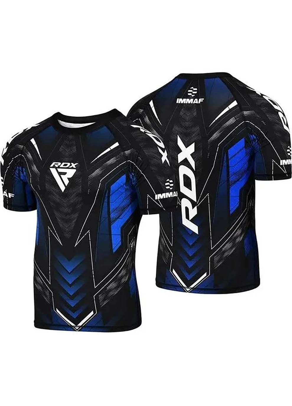 Комбинированная рашгард compression shirt half sleeves immaf-1 черный, синий RDX