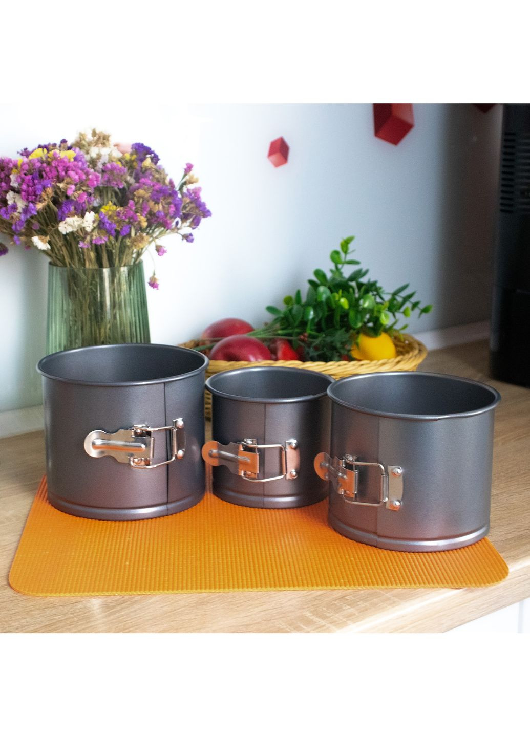 Набор из 3 разъемных форм для выпечки пасхи (паски) с антипригарным / тефлоновым покрытием Ø12/14.5/17 см Kitchen Master (290250870)