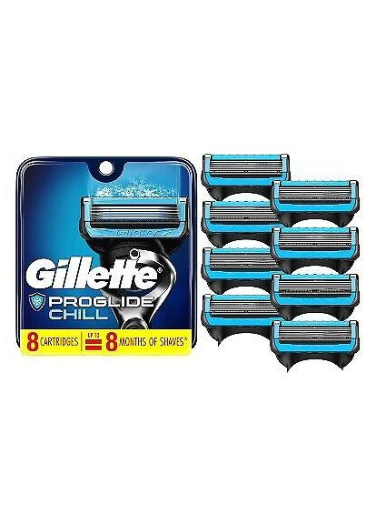 Сменные картриджи для бритвы ProGlide Chill 8 картриджей Gillette (278773561)