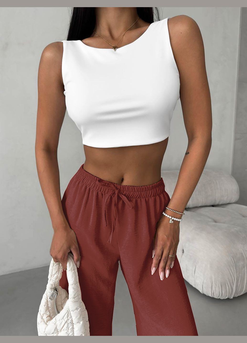 Женские легкие штаны палаццо из американской креп жатки InFashion Штани (332214191)