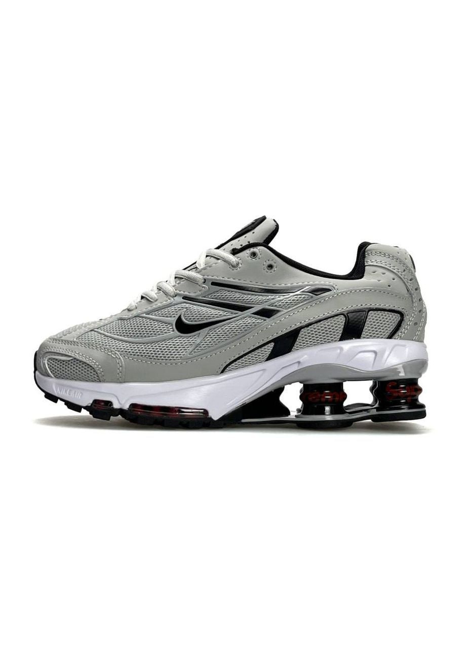 Светло-серые демисезонные кроссовки мужские nike x No Brand Supreme Shox Ride 2 SP Light Grey Black