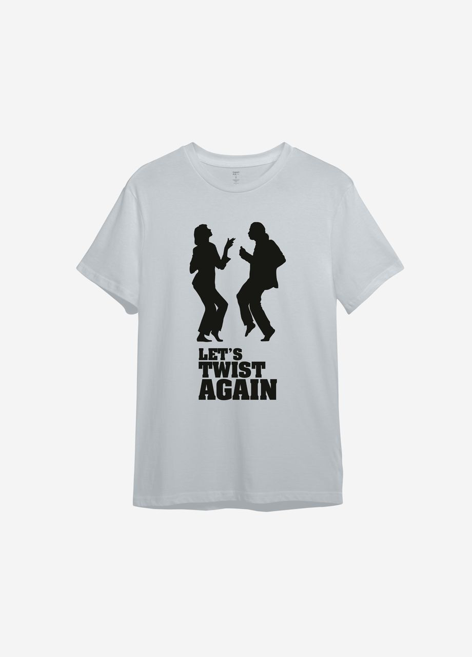 Сіра всесезон футболка з принтом "let’s twist again" ТiШОТКА