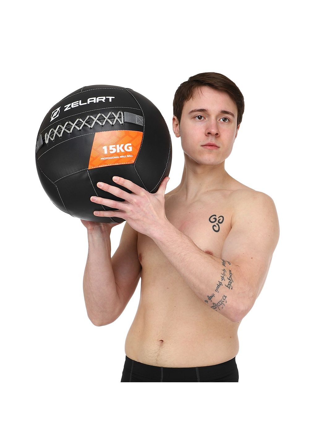 Мяч набивной медицинский для кроссфита WALL BALL Черный (вес 15кг) TA-7822-15 Zelart (367617560)