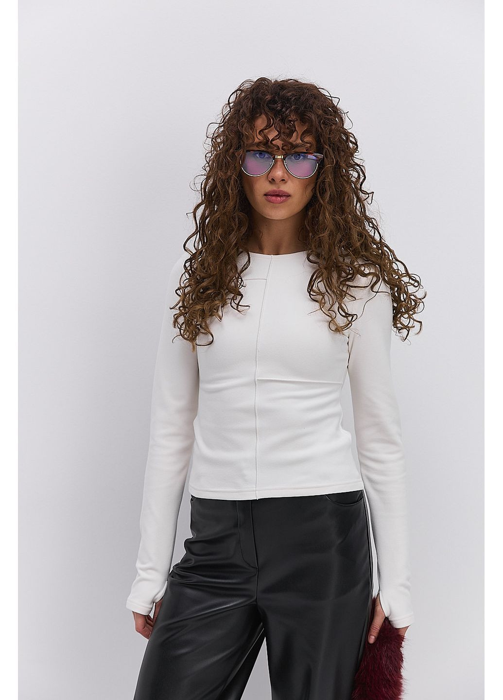 Женский флисовый лонгслив синий со швами наизнанку Arjen (370601737)