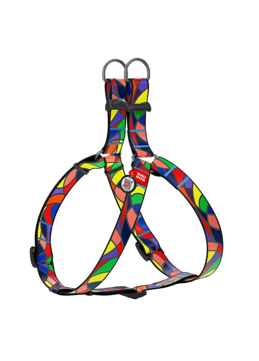 Шлея для собак Nylon c QR паспортом, рисунок "Витраж", пластиковый фастекс, Ш 20 мм, Дл 50-80 см WAUDOG (321996587)