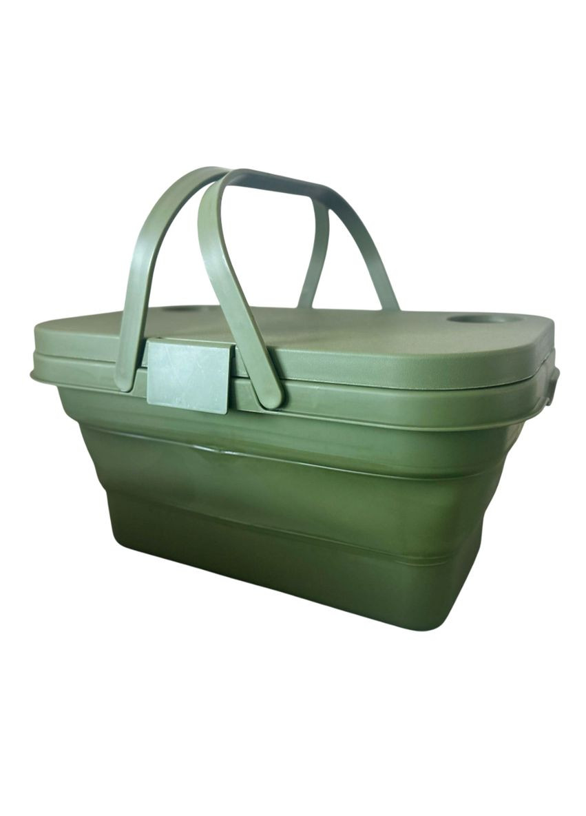 Корзина для пикника со столиком раскладная 44х26х23 см, зеленая SLOW JOURNEY (327415872)