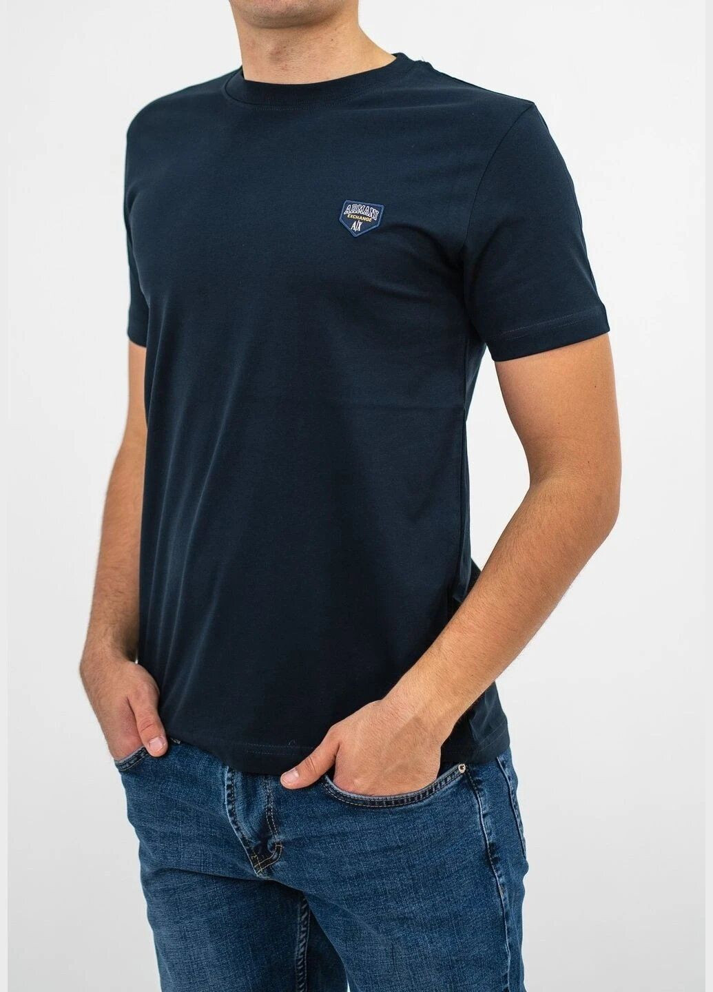 Темно-синяя футболка мужская с коротким рукавом Armani Exchange A|X