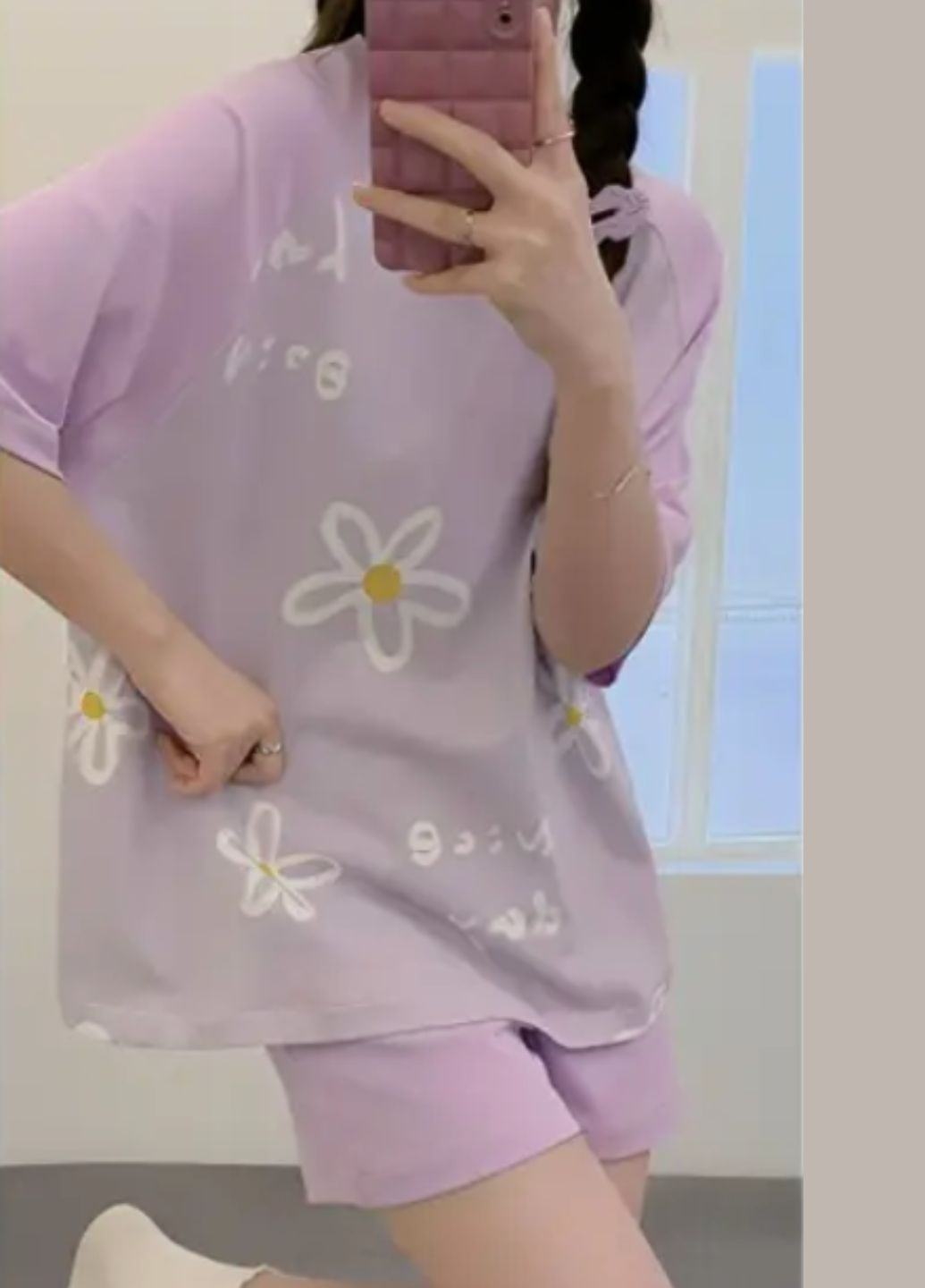 Женский костюм футболка с короткими рукавами и шорты с эластичным поясом No Brand (327430546)