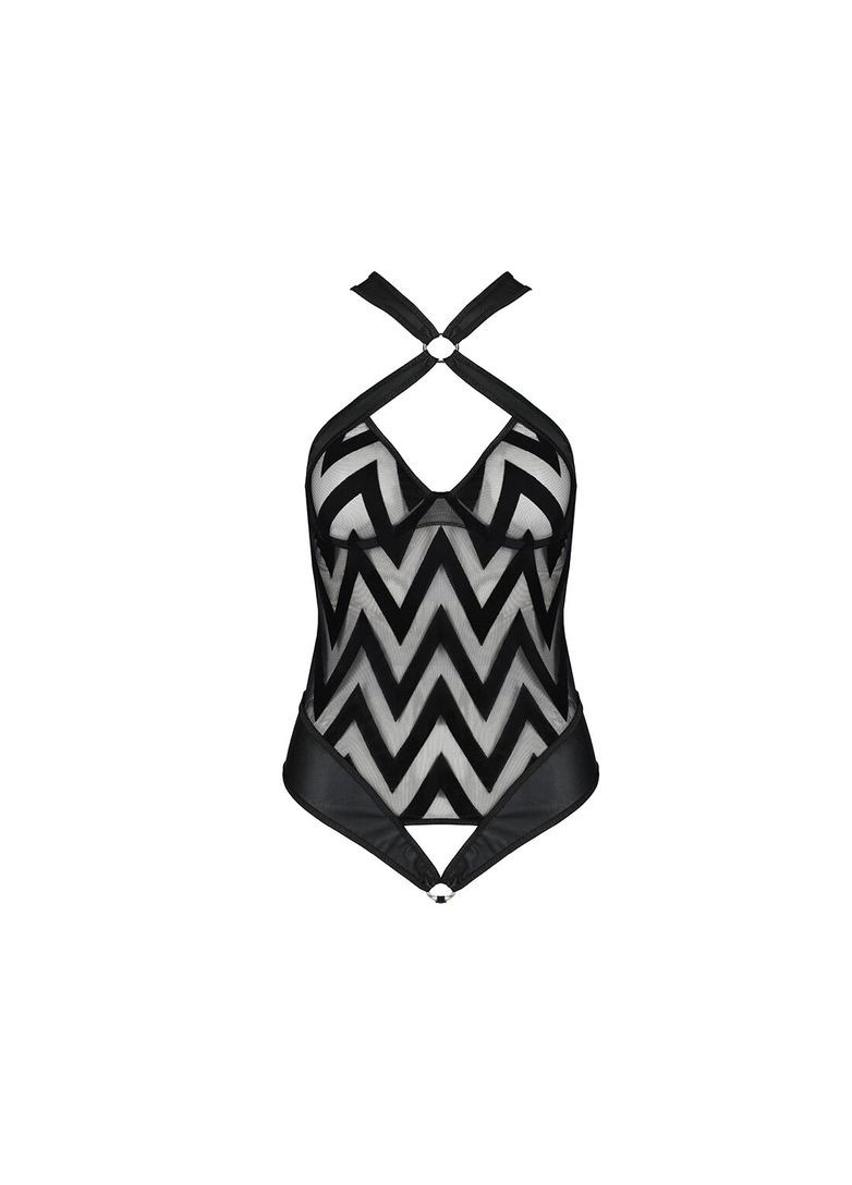 Сетчатый боди с халтером и ритмичным рисунком Hima Body black, L/ Passion (371391354)