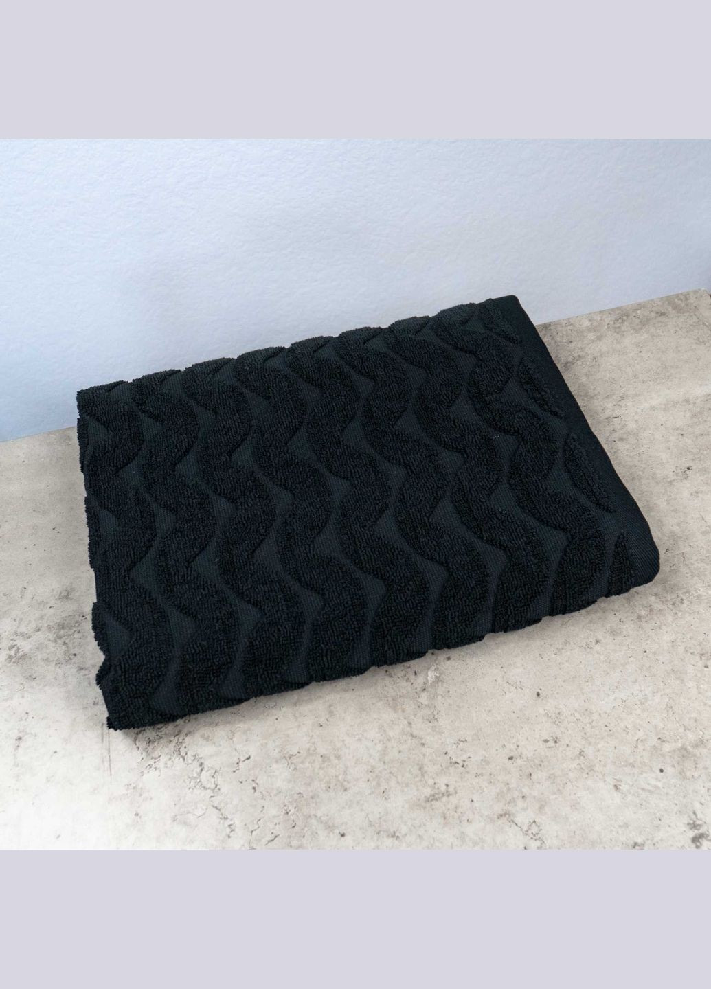 GM Textile махровое полотенце для лица и рук жаккардовое волна 50х90см 500г/м2 () черный производство -