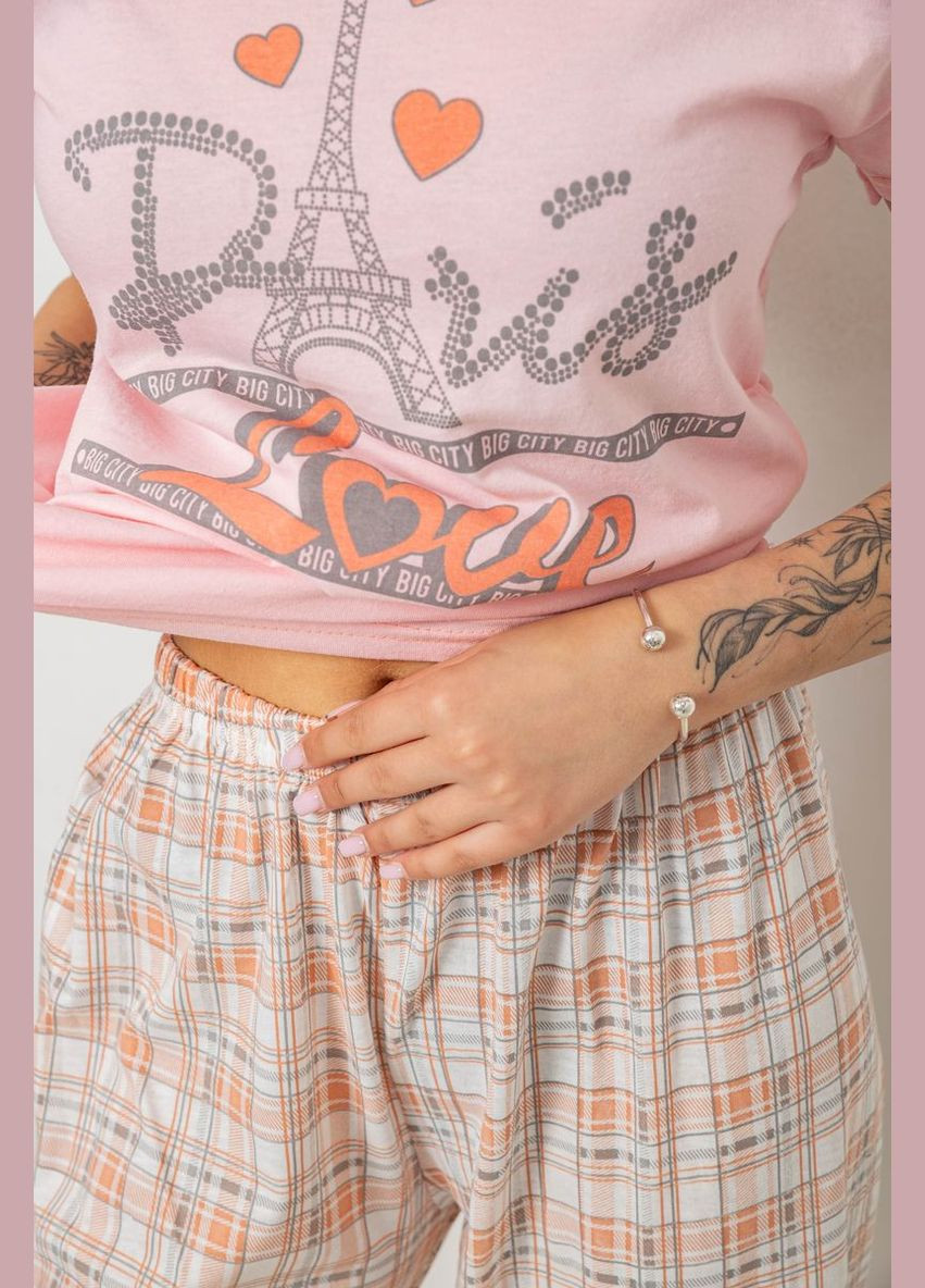 Розовая всесезон пижама женская с принтом Fashion