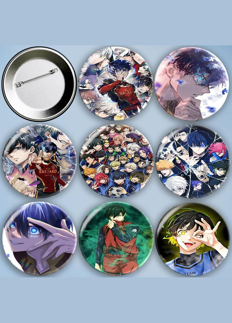 Значки на булавці Аніме Синя в'язниця набір 8 шт металеві на шпильці 56 мм No Brand (325482158)