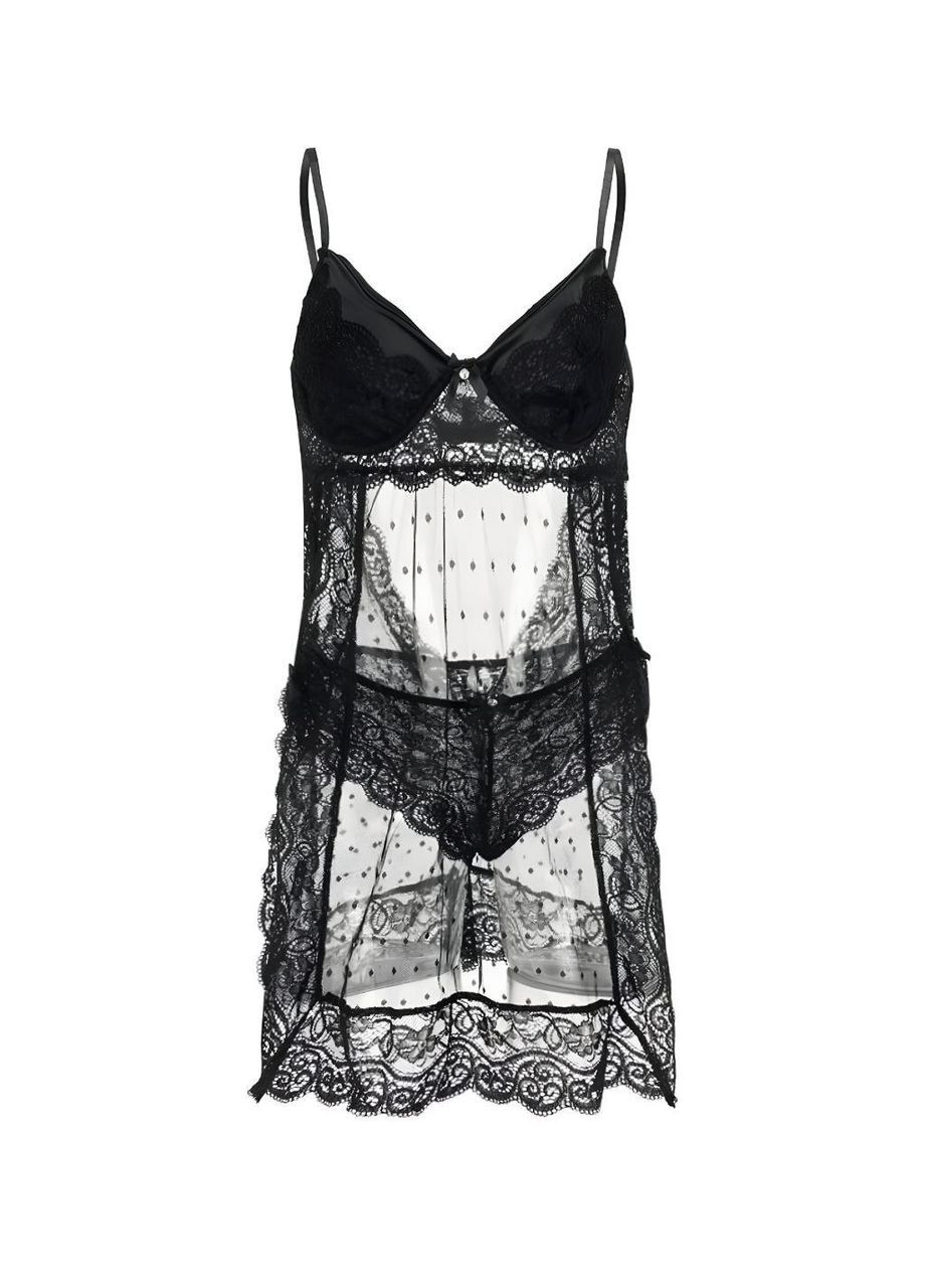 Сексуальный пеньюар Natalie ночная рубашка с разрезами и спинкой с трусиками в комплекте No Brand Пеньюар (333986462)