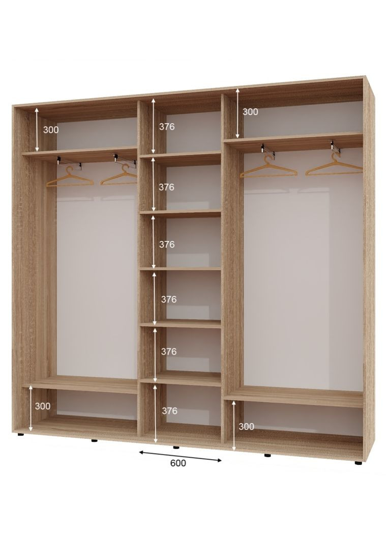 Шафа-купе тридверна 240*45*230 см Дуб Сонома 3 двері ДСП ШК-04 Алекса (360478116)