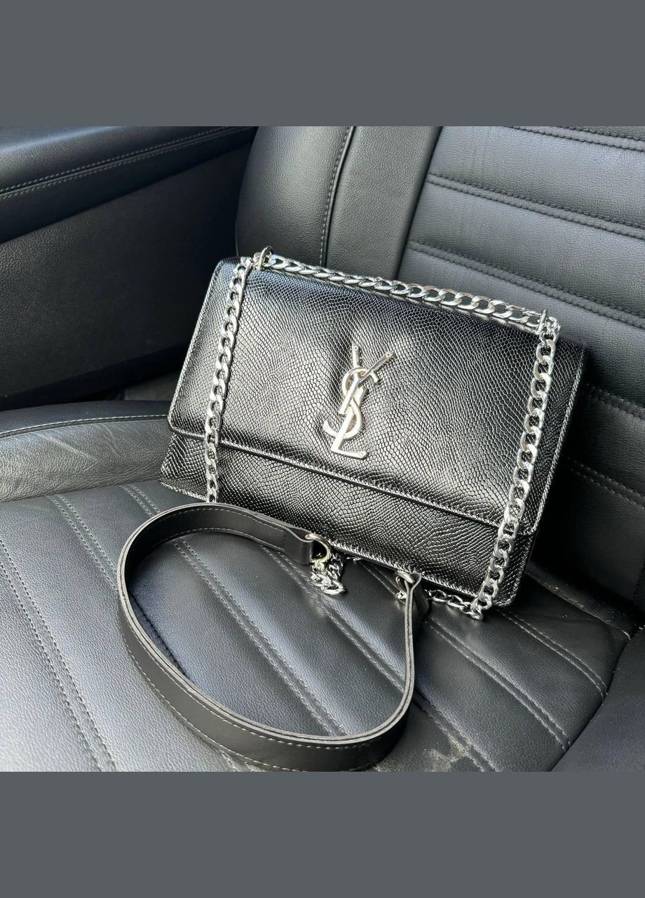 Жіноча міні сумочка рептилія YSL чорна на плече, мінісумка клатч зміїна з ланцюжком No Brand (334730729)
