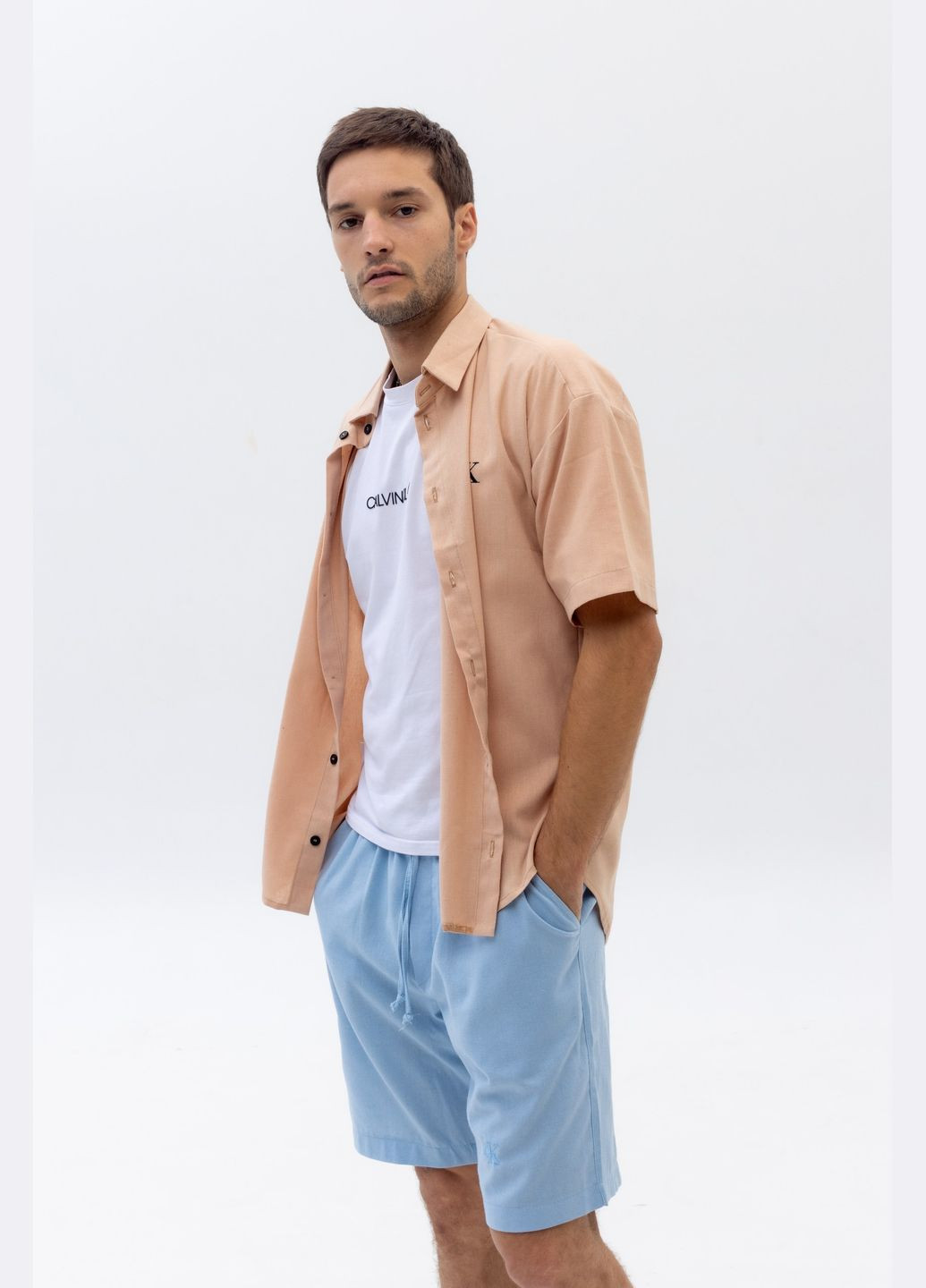 Льняні кежуал шорти з лого СК Vakko (298880375)