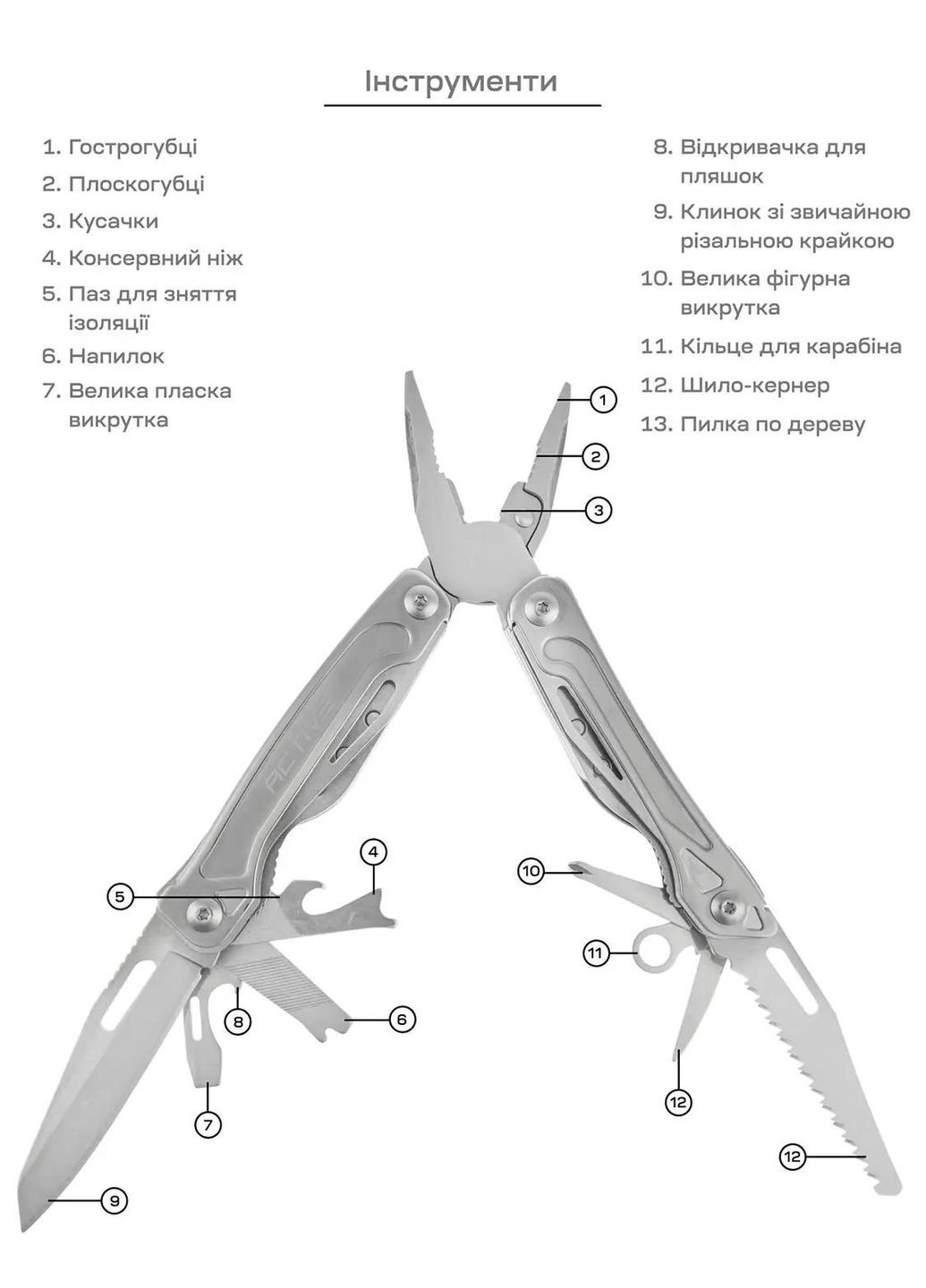 Мультитул Universal Tool Silver Active (316444507)