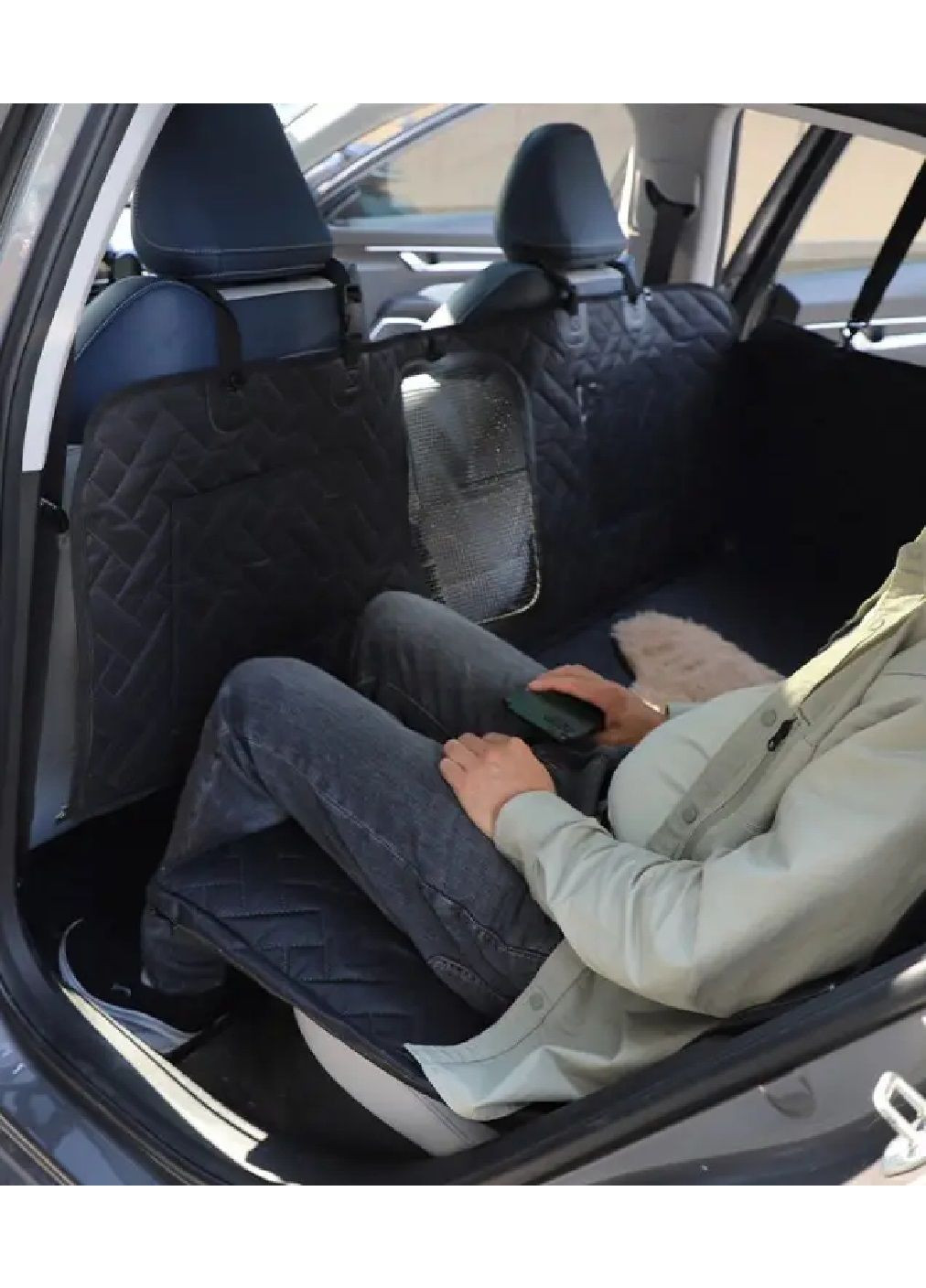 Накидка на сидіння автогамак з екошкірою для перевезення тварин котів собак у салоні машини автомобіля 147х137 см (479752-Prob) Unbranded (323190372)