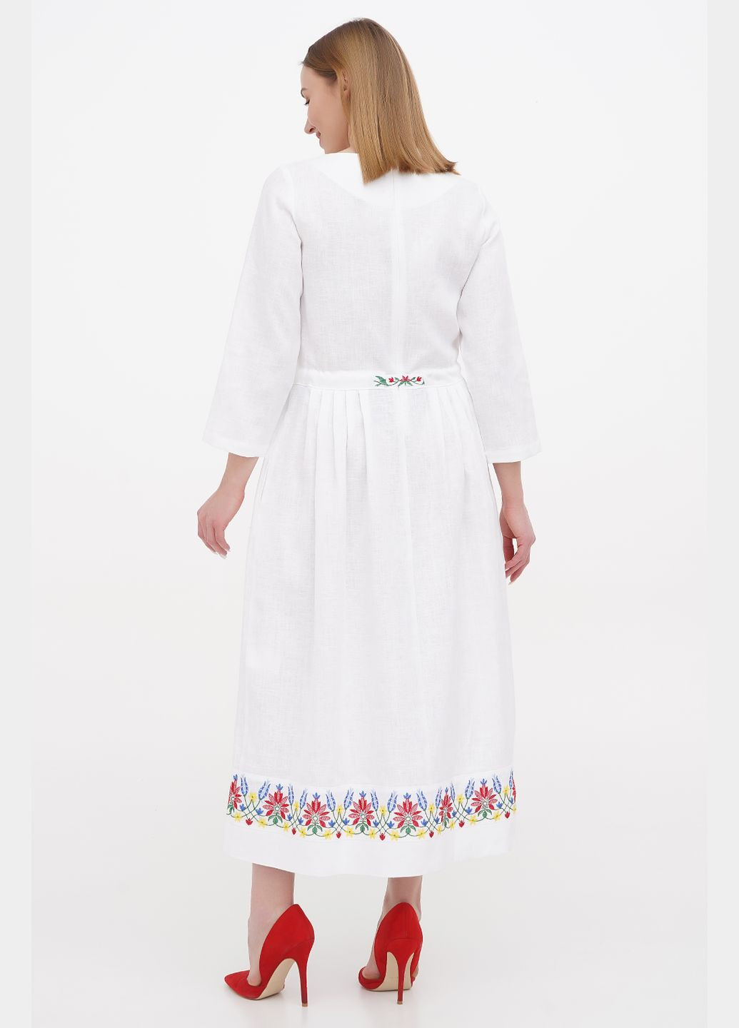 Белое платье журавка, белый, р.54, код 0234/54/101 ГАЛЕРЕЯ ЛЬОНУ