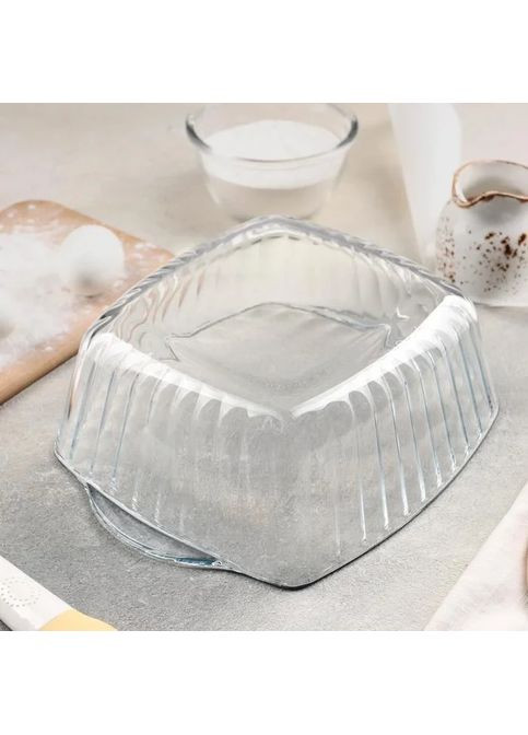 Квадратная стеклянная форма с крышкой из жаропрочного стекла 1.2л, посуда в духовку Боркам Borcam (303210939)