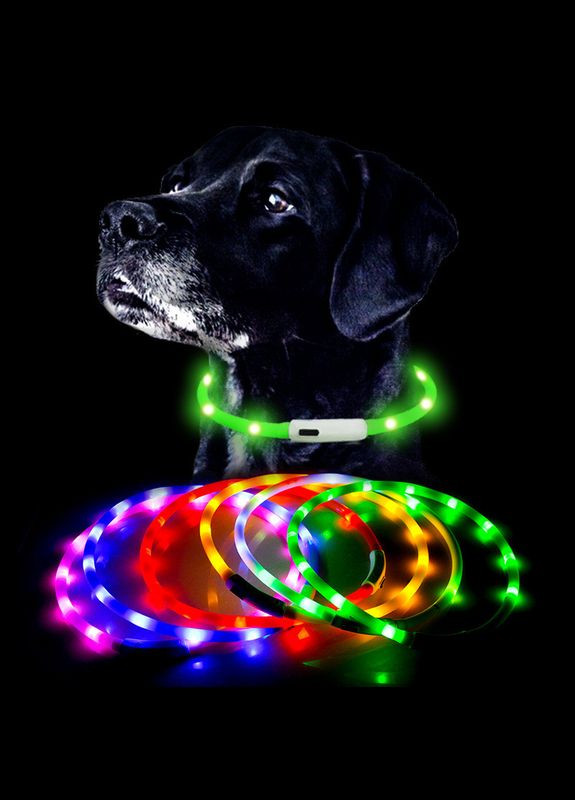 LED нашийник світлодіодний для котів з USB зарядкою 5070 см Синій No Brand - (323232684)