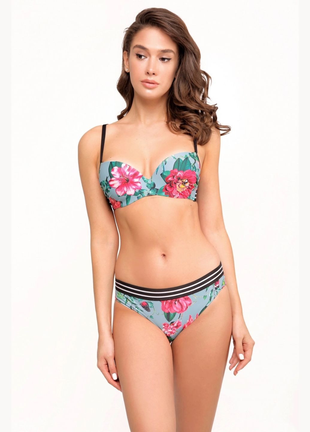 Бірюзовий демісезонний жіночий купальник роздільний в квіточки Anabel Arto