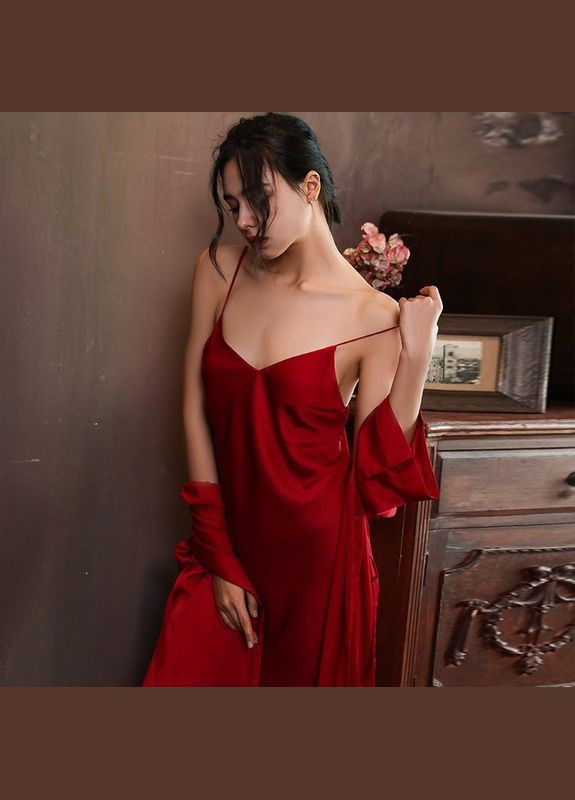 Сексуальний комплект халат і пеньюар із шовку Армані - бордовий (КОМП-ХАЛ-ПІН-БОР-КЛАС) Vakko (322312606)