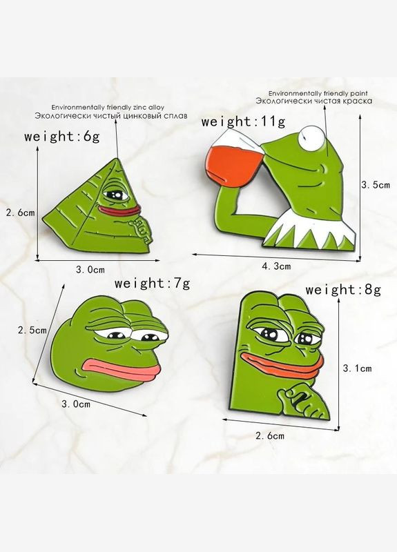 Набор пени значков Oxa Pepe the frog лягушки металлические зеленые No Brand (330618879)
