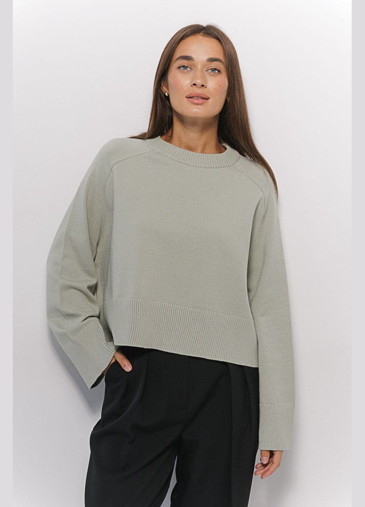 В'язаний жіночий джемпер з широкими рукавами світло-фісташковий Arjen (304251290)