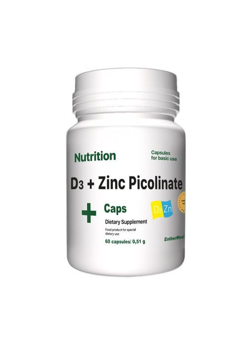 Вітаміни та мінерали D3 + Zinc Picolinate, 60 капсул EntherMeal (322208918)