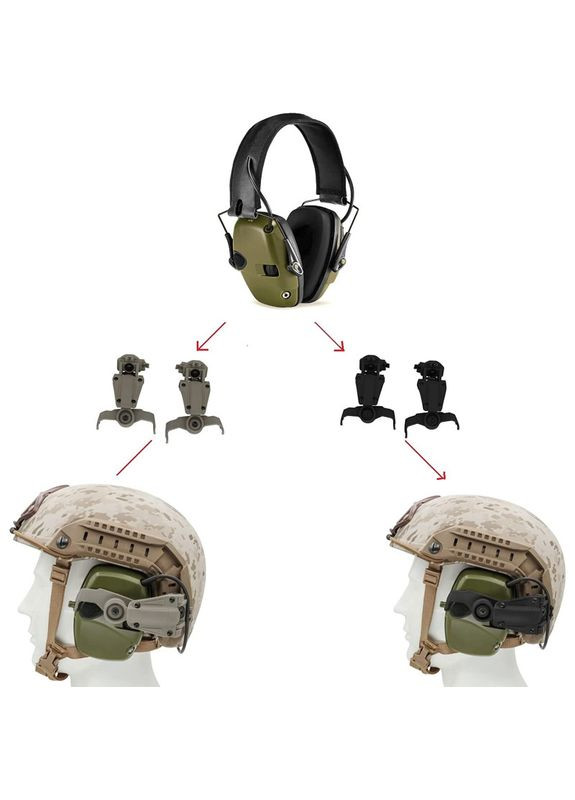 Крепление адаптер "Чебурашка" для активных наушников на шлем. Олива. (00000002182) Earmor (351461546)
