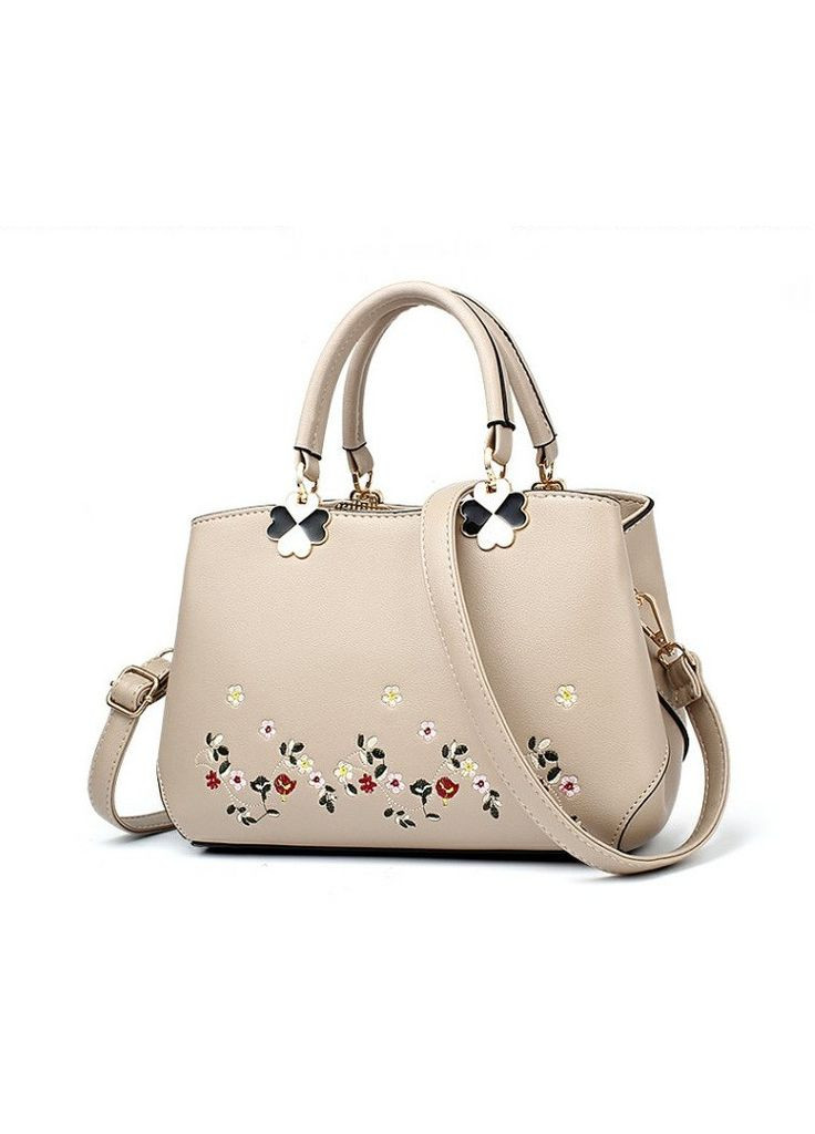 Женская сумочка с вышивкой из искусственной кожи средней жесткости бежевого цвета (sku_378Г) No Brand (330576618)
