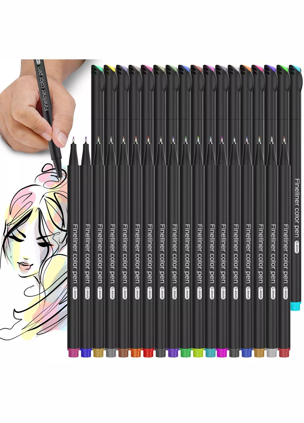 Набір кольорових лінерів 100 кольорів професійний набір для скетчів Worison (322650395)