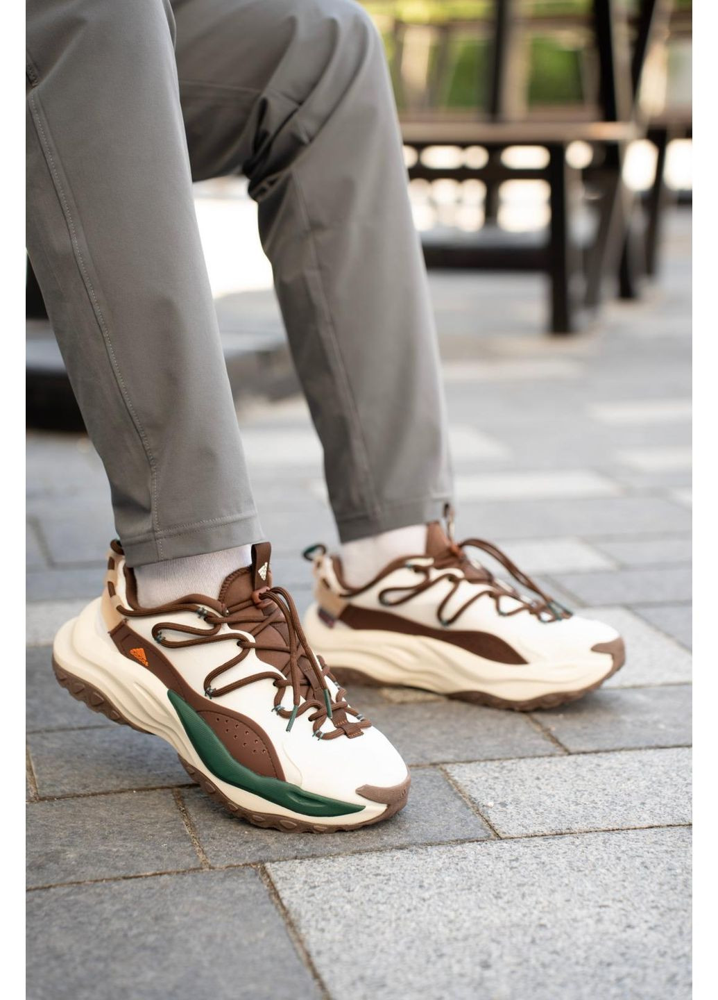 Белые демисезонные кроссовки мужские adidas maxxwavy white brown адидас No Brand