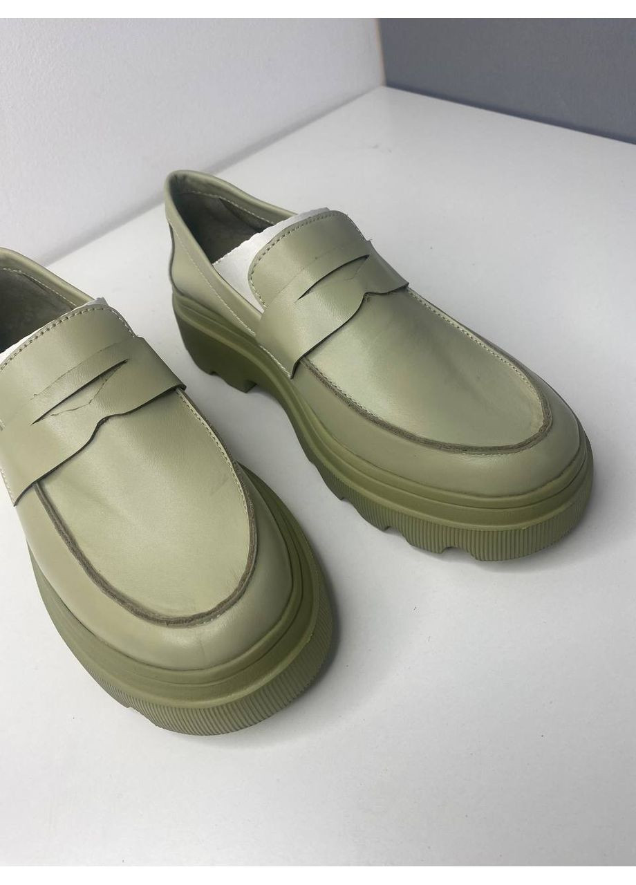 Україна Шкіряні жіночі лофери лофери оливковий з натуральна шкіра, україна — (355801718)