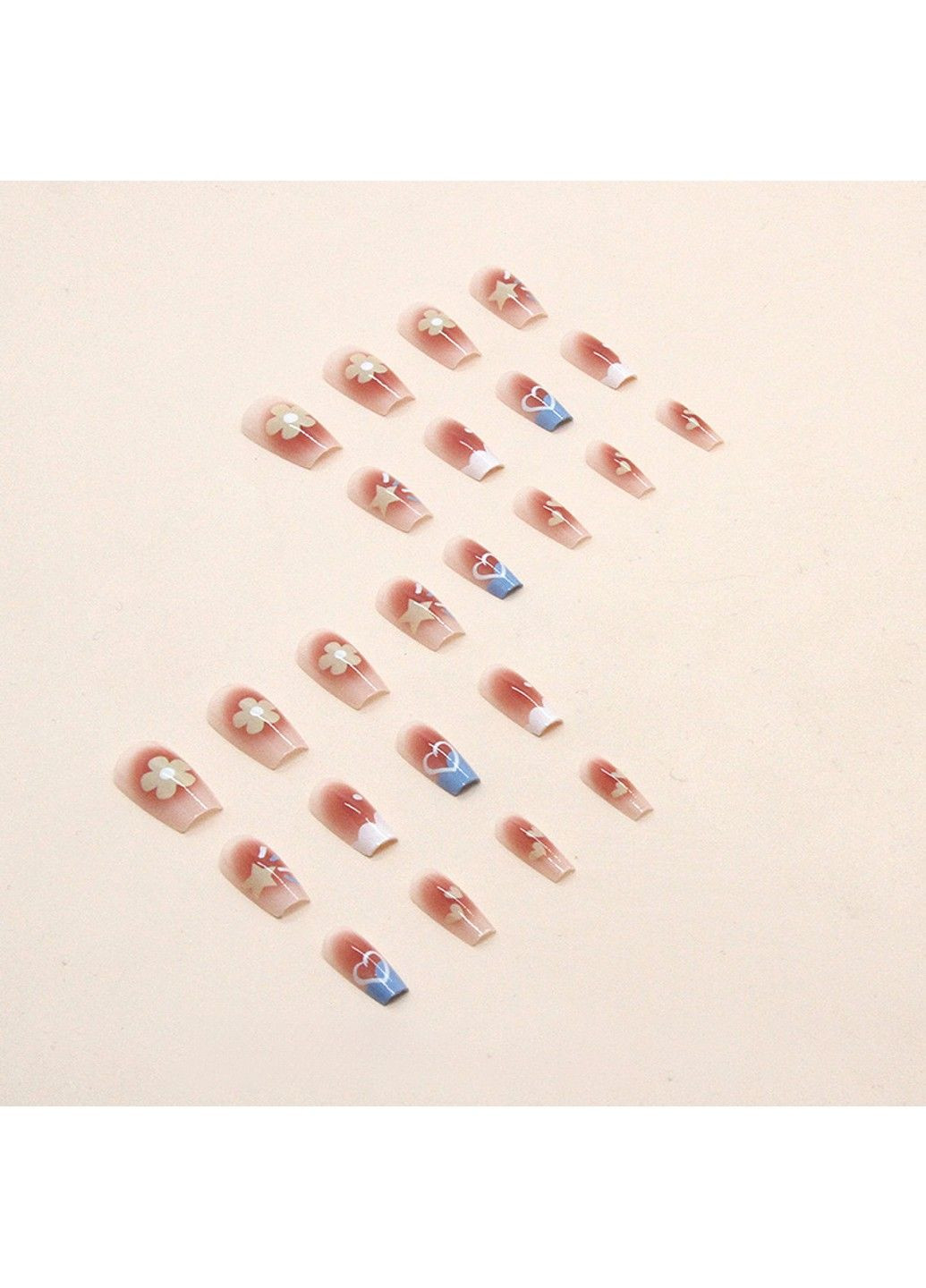 Накладные ногти с клеем A756 Бежевый 24 шт (A9871) Nails (308863999)