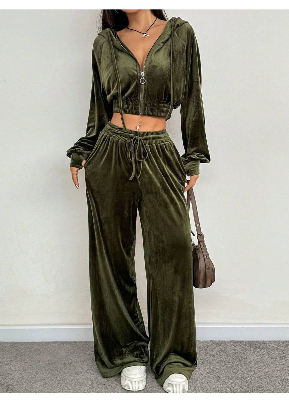 Костюм из премиального велюра,кофта укороченная и брюки палаццо Україна (350874586)