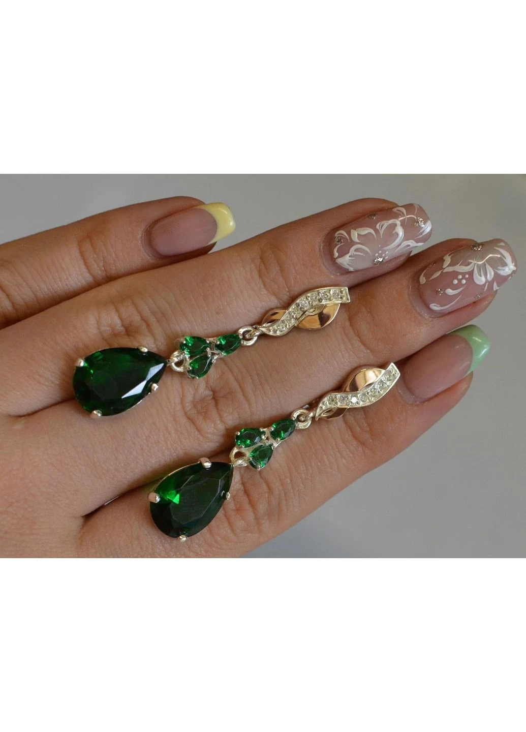 Серьги серебряные с золотыми пластинами и фианитами Silver Style (366813112)