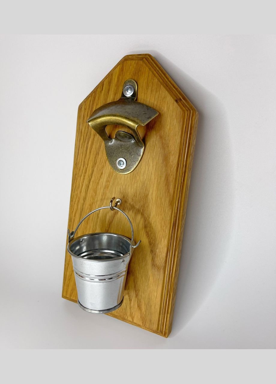 Кухонний декор Дерев'яна дубова відкривачка на стіну Коричневий 25 см х 12 см х 4.5 см Finding (324250395)