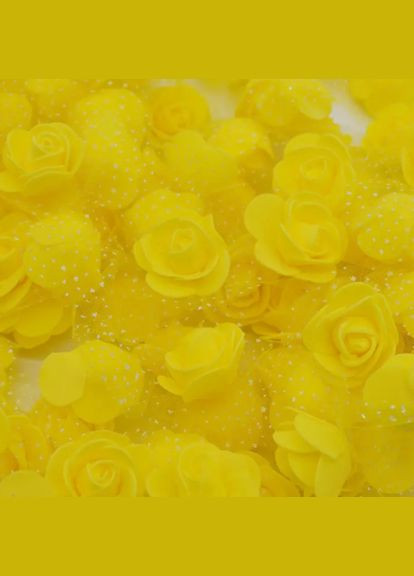 Головки квітів для рукоділля з фатином 50 штук 3 см жовтий Jannet квіти (330758672)