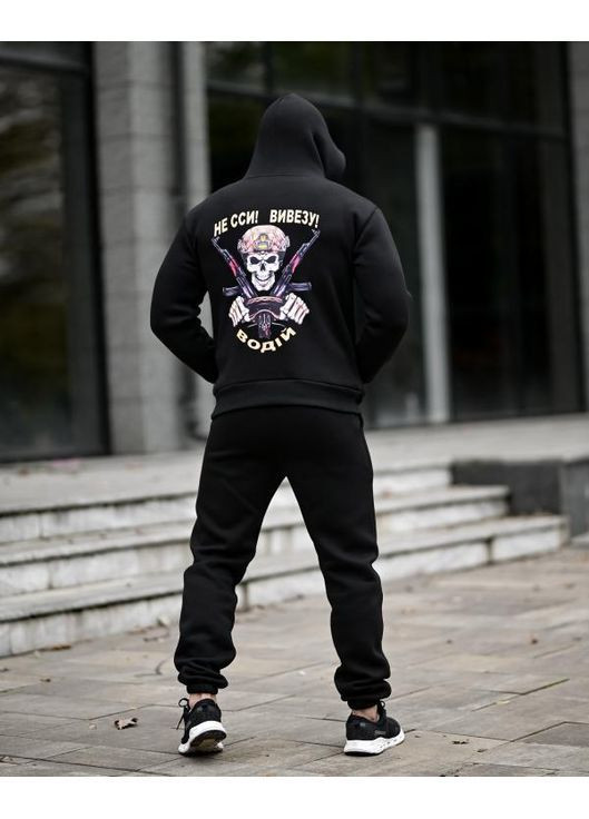 Тактичний чоловічий зимовий костюм на флісі Дівчина чорний No Brand