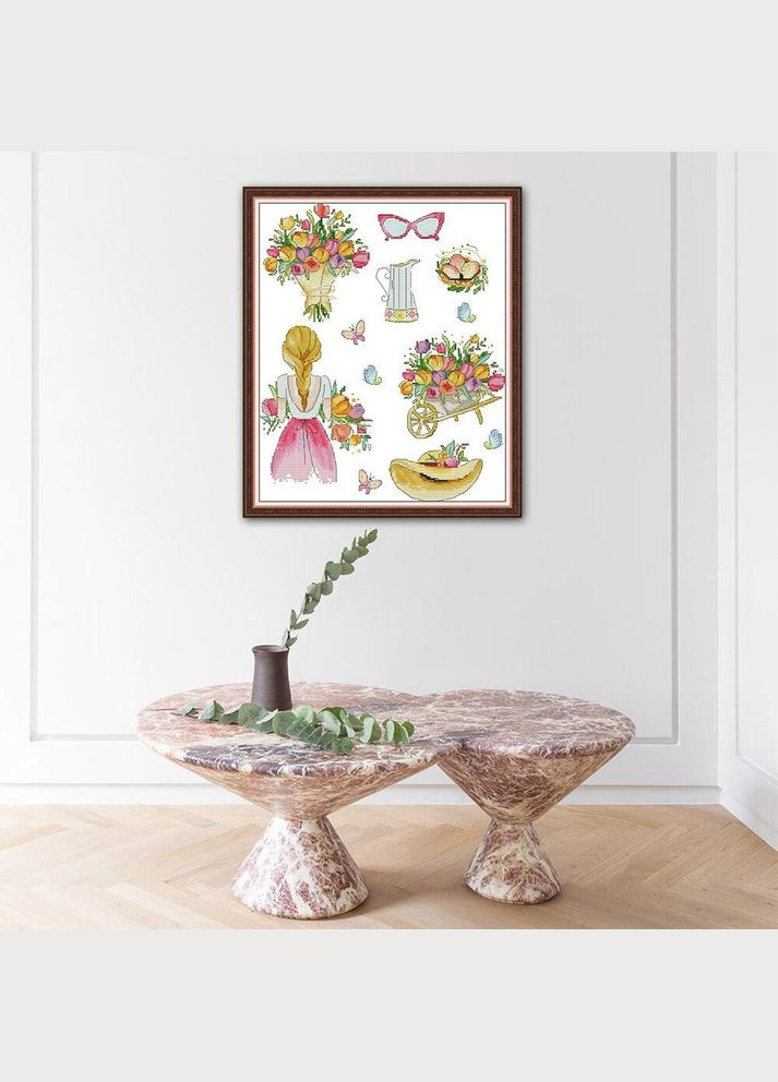 Набір для вишивання за нанесеною на канву схемою "Girls' Preferences". AIDA 14CT printed 33*38 см Joy Sunday (313613372)