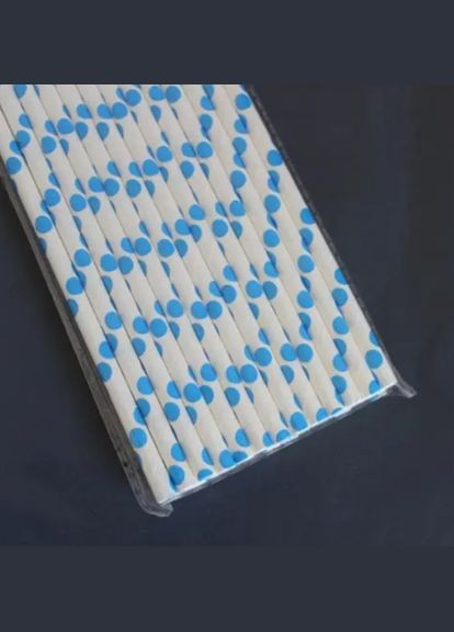 Коктейльні трубочки у горох 25 штук 20 см блакитно-білий Jannet трубочка (333969014)